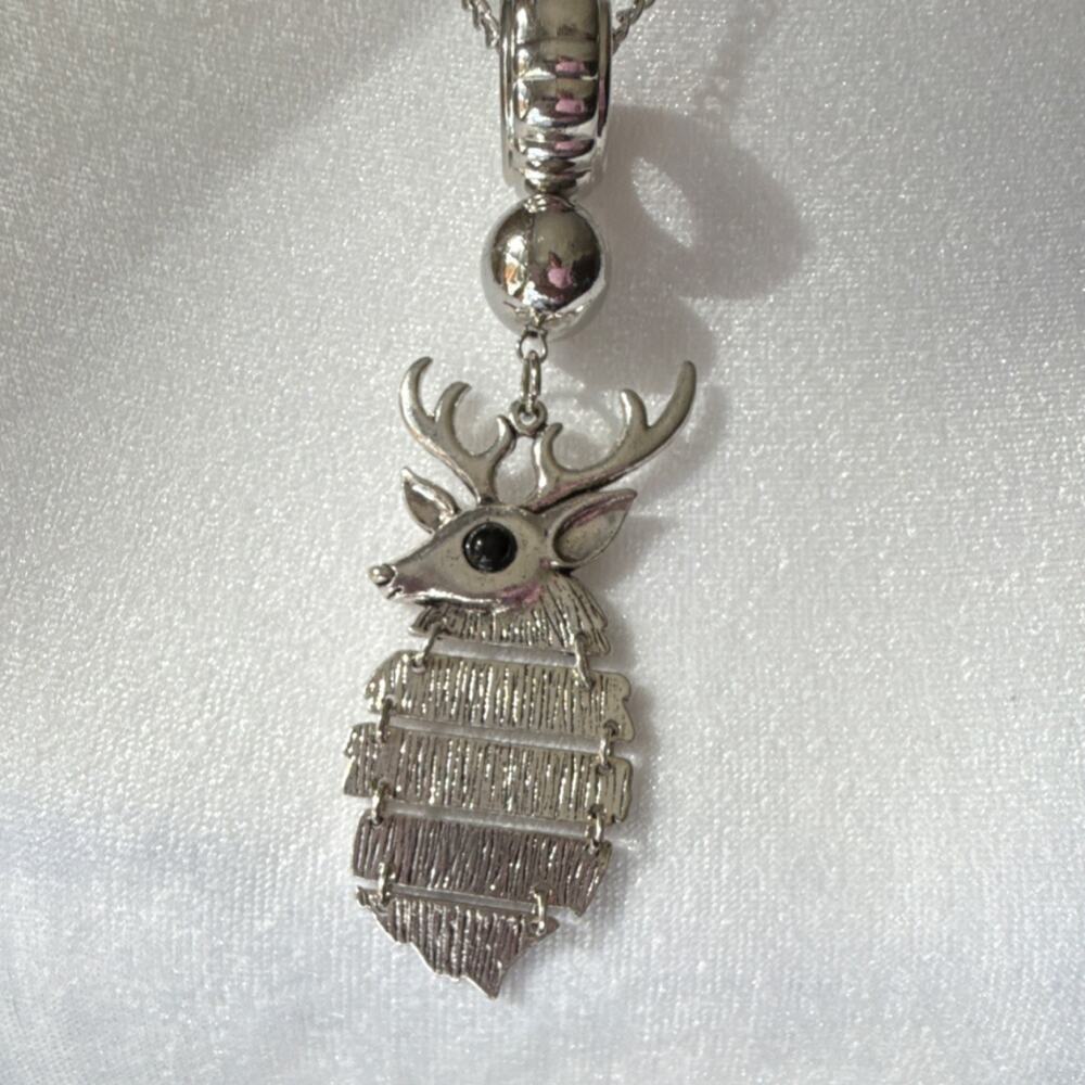 Silver Deer Pendant Statement Necklace Animals & Insects Charm Jewelry